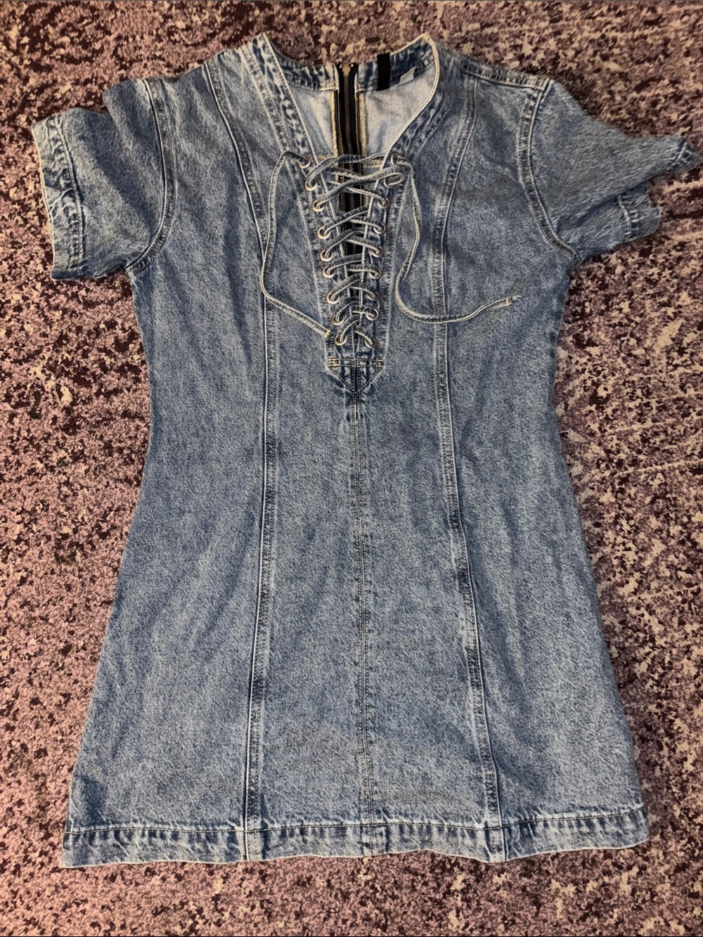 H&M Light Blue Lace-Up Denim Crop Top